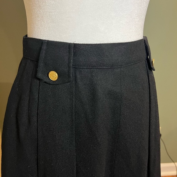 Cottage Tailor Black Maxi Wool Vintage 70/80s Skirt With Gold Buttons - Picture 2 of 7